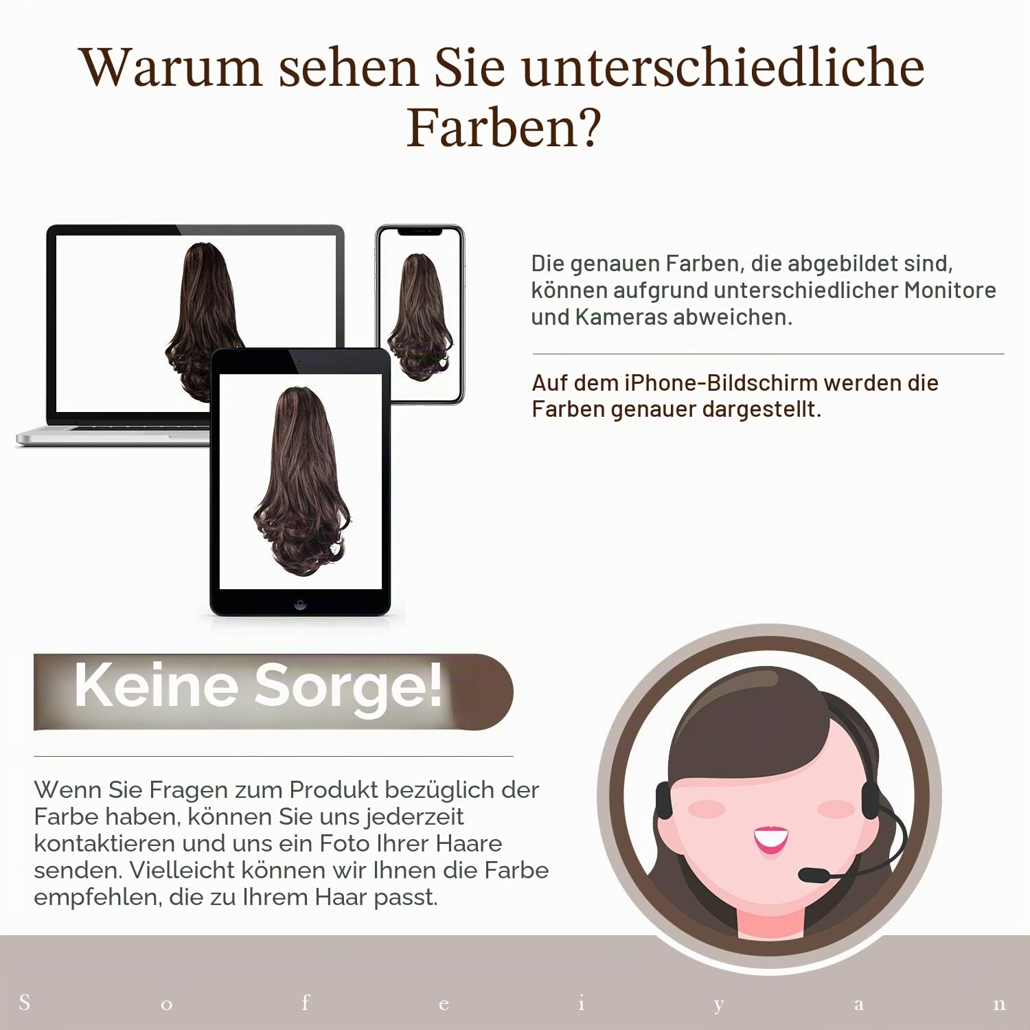 Sofeiyan 33cm Pferdeschwanzverlängerung Langer lockiger Pferdeschwanz Clip in Klaue Haarverlängerung Natürlich aussehendes synthetisches Haarteil für Frauen, Dunkelstes Braun neigt zu Schwarz