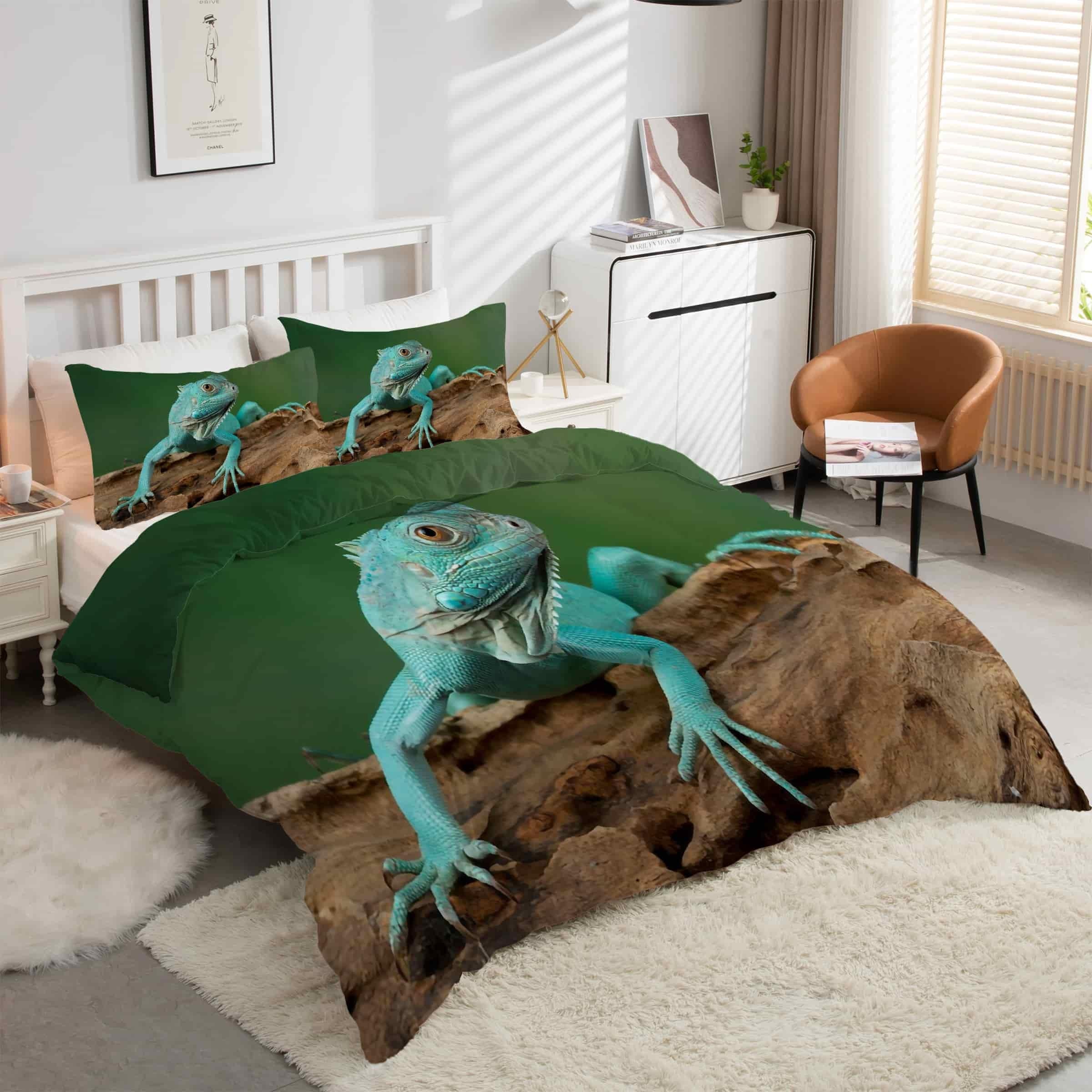 Housse de couette 200x200 lézards idéale pour transformer l'ambiance d'une chambre d'adolescent kK1258