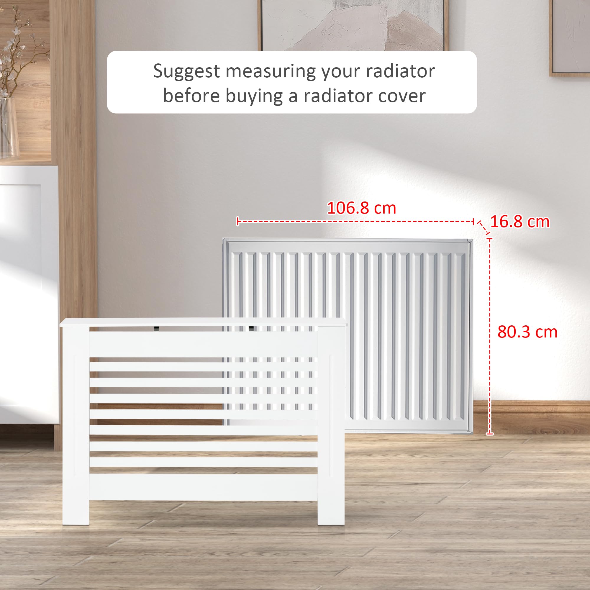 HOMCOM Cache-radiateur Couverture Radiateur 112L x 19l x 81H cm Blanc