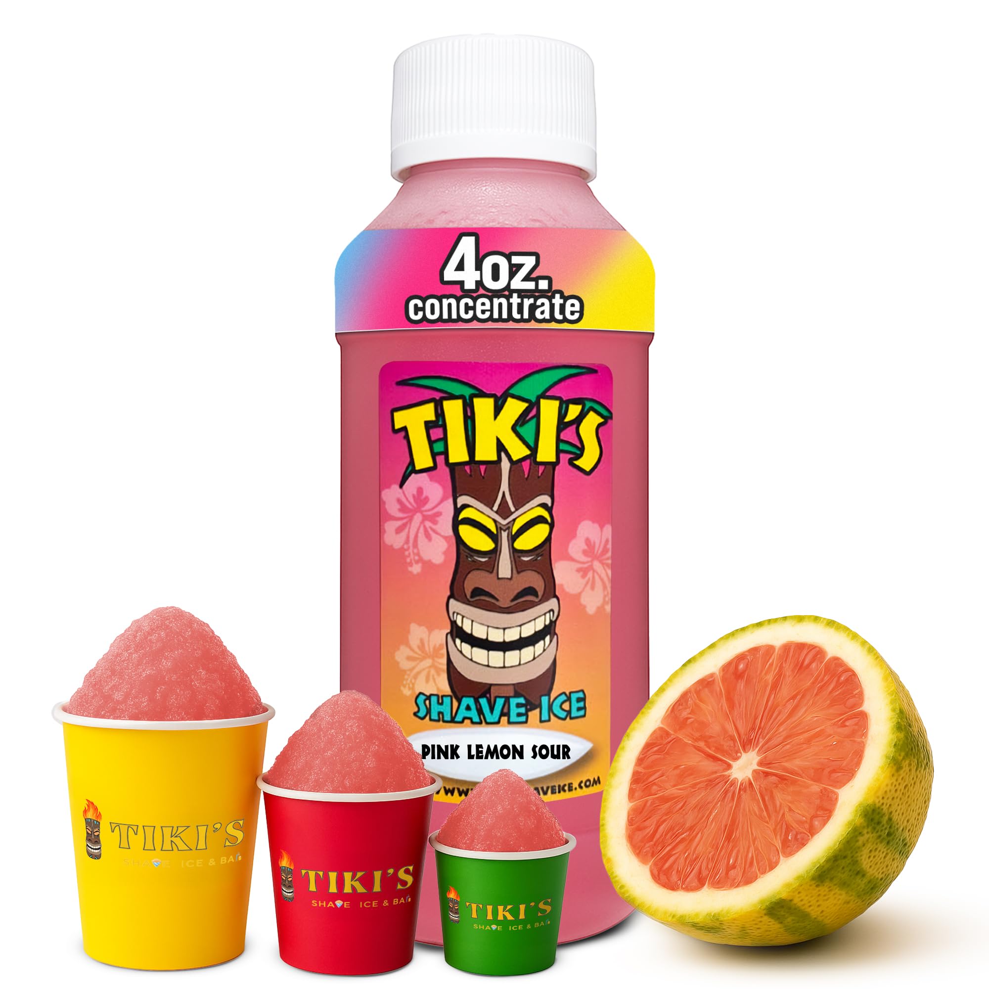 Tiki's Shave Ice Syrup Concentrate for Snow Cones & Shaved Ice - Natural Syrup for Beverages & Desserts - Ideal for Snow Cone, Slushie Machines - PINK