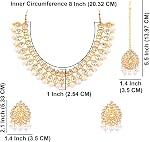Efulgenz Indian Bijoux Collier Choker Maang Tikka Boucles d'oreilles Bollywood Mariage Cristal Kundan Collier Boucles D'oreille Chaîne de tête