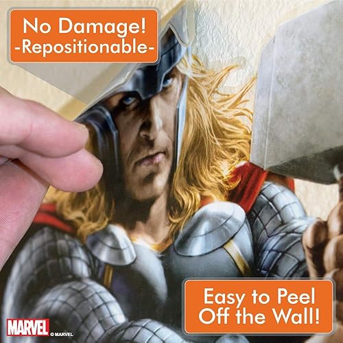 Miniatura 3 de Decalcomania Marvel Thor - 10 calcomanías de pared de 23 x 27 pulgadas con interacción de realidad aumentada 3D