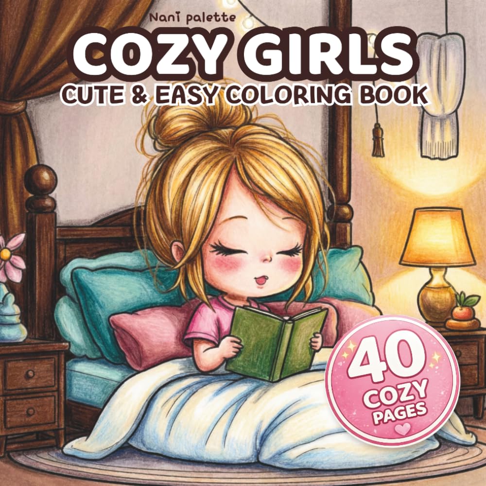 Cozy Girls: A Cute and Easy Cozy Coloring Book for Adults and Teens | Simple and Calm Pages for Relaxation, Stress Relief, and Mindfulness (Nani Palette Cute & Easy Coloring Book Series)