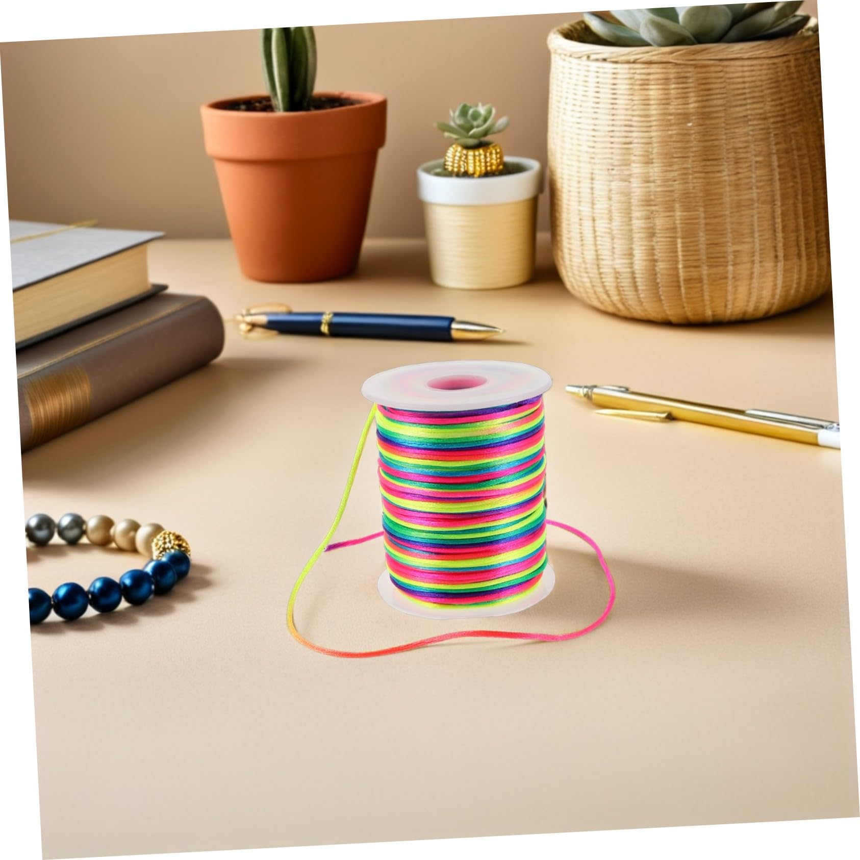 VILLCASE 4rotoli Filo Cerato Spago per Braccialetti in Poliestere Cordino Cerato per Lavori Artigianali DIY Collane e Macramè