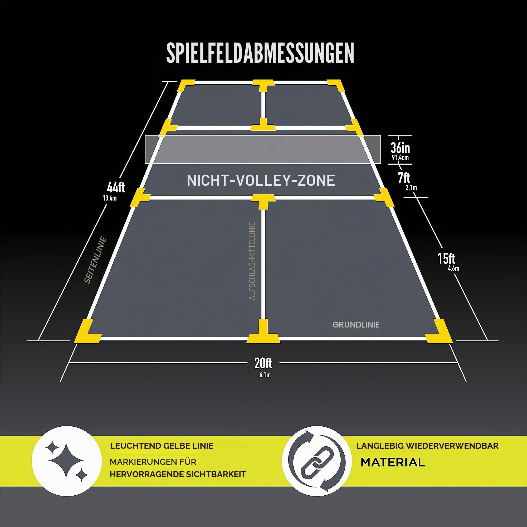 Franklin Sports Pickleball Court Marker Kit – Linienmarkierungs-Set mit Maßband – offizielle Größe Court Throw Down Marker