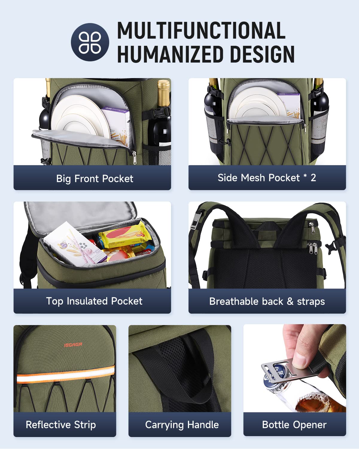 Backpack Cooler Insulated Leak Proof 36 Cans 16 Hours - View #8