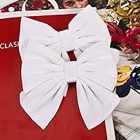 Vista 7 de Lazos de terciopelo para niñas de 6 pulgadas, 2 unidades, color blanco grande, pinzas de cocodrilo, pinzas para el cabello para niños pequeños