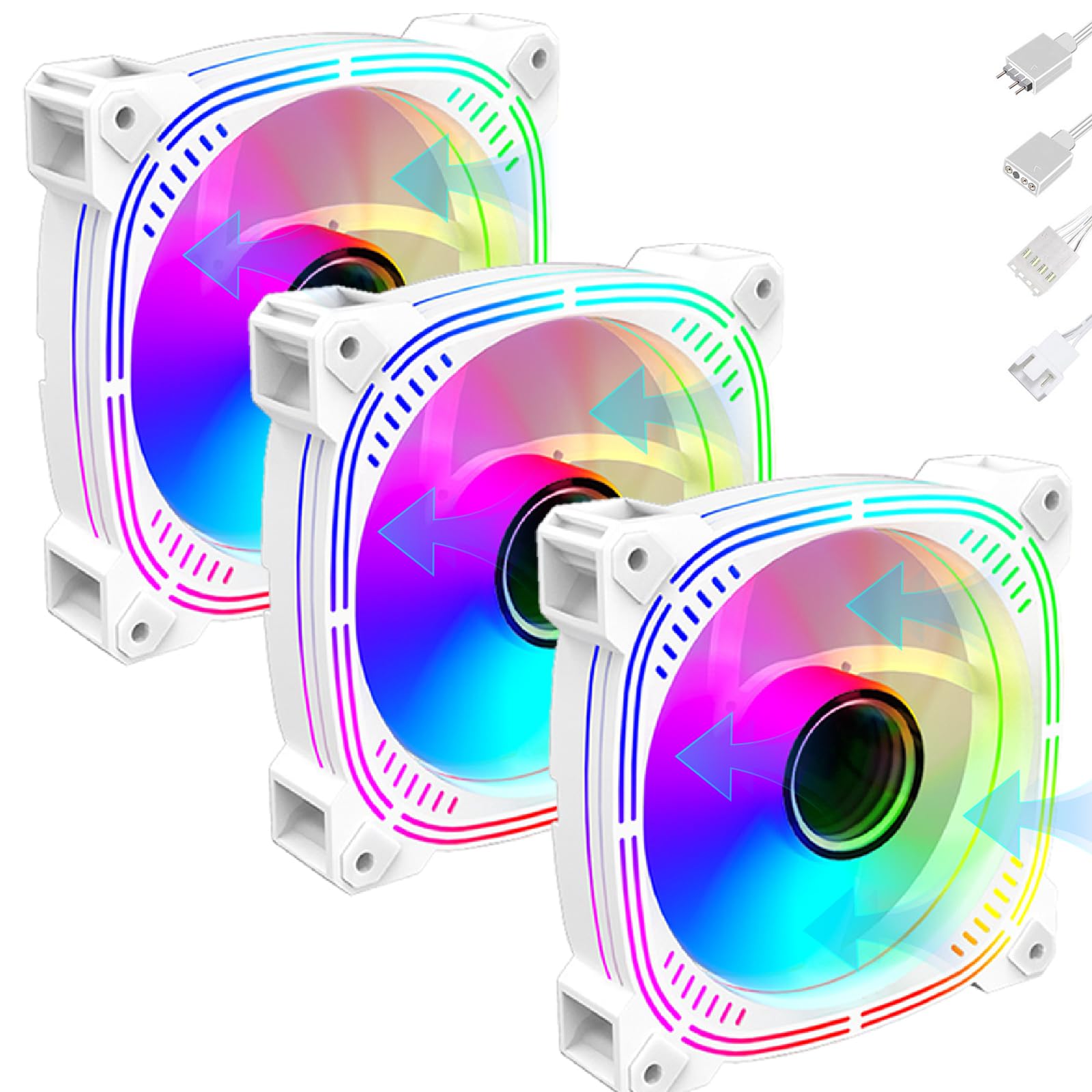 Sponsored Ad – 3 PACK ARGB PC Fans, 120mm High Airflow Computer-Fan with Hydraulic Bearing RGB Case Kit, Low Noise Case Fans RGB Computer Fans for Custom PC Build (White,Forward-Fan)