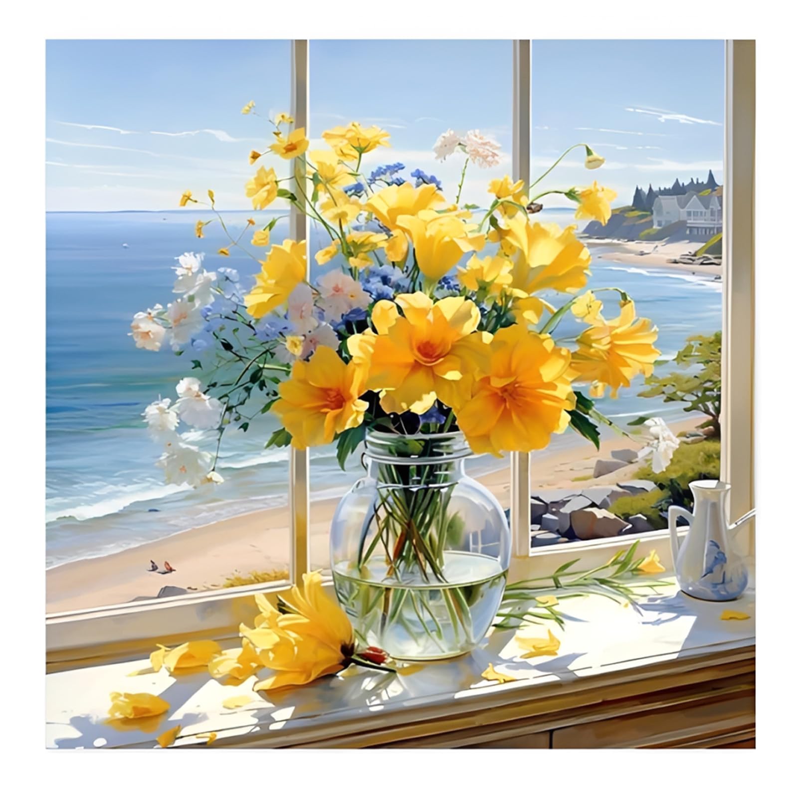 Diamond Painting Kit for Adults, 5D Diamond Art Kit with Acrylic Gems, Yellow Flower Vase Pattern DIY Craft Kit for Living Room Decoration, Unframed Wall Decor (15.75x19.69 Inches)-image-13