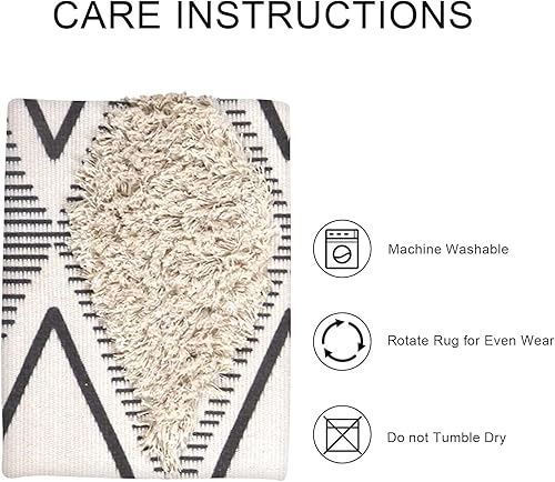 Miniatura 5 de Alfombra bohemia de algodón para dormitorio, alfombra grande de 5 x 7 pies, esponjosa, para sala de estar, interior, suave, lavable, alfombra