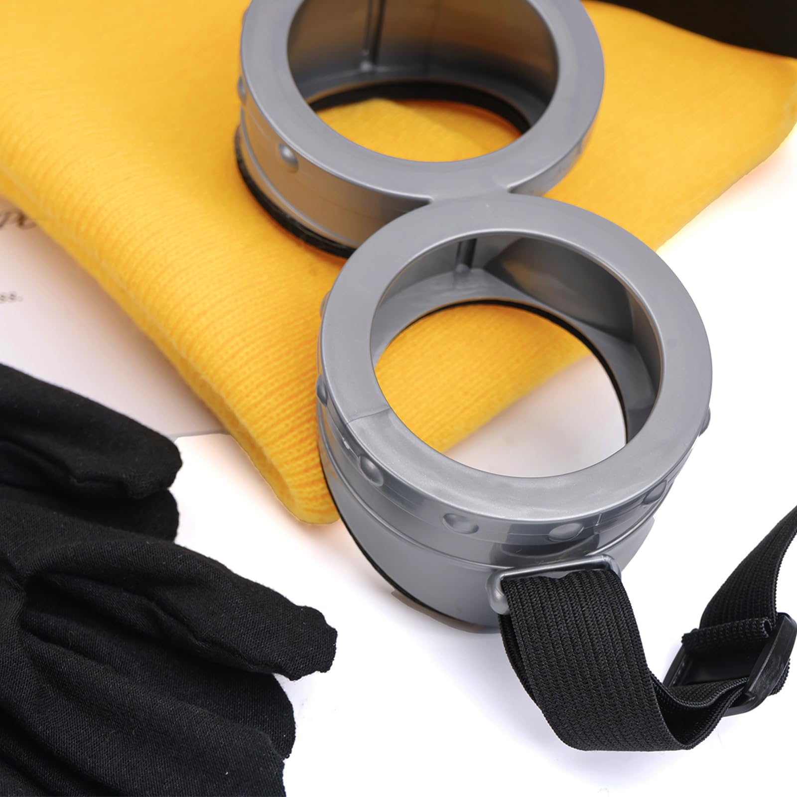 FVCENT Men's Costume Accessory 3 Pcs Halloween Includes Vintage Steampunk Goggles Glasses Yellow Beanie Knit hats Black Gloves (yellow) - Image 3