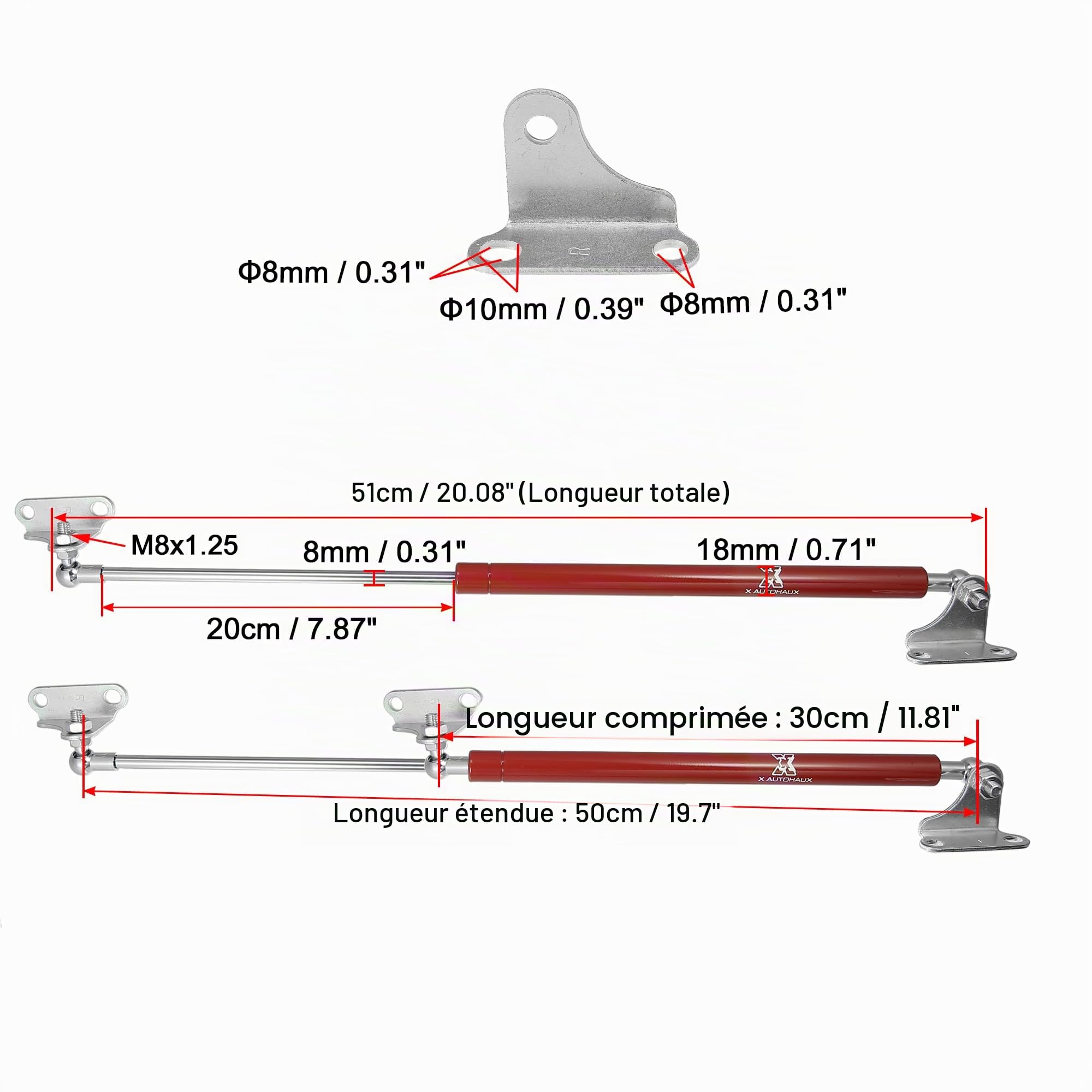 X AUTOHAUX 2pcs Vérin À Gaz 400N Support Hydraulique Noir Pour Camping-Car