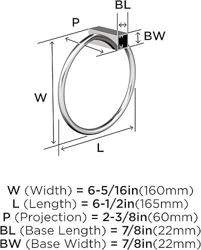 Miniatura 6 de Amerock BH3608226  Toallero cromado  Toallero de 6-12 pulgadas (6.496 in) de longitud  Monumento  Toallero de mano para pared de baño  Soporte para
