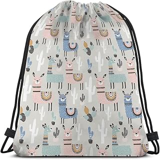 Llama Cactus Drawstring Bags Backpack Bag Alpaca Animal Summer American Style Scandinavian Cute Cartoon Sport Gym Sack Drawstring Bag String Bag Yoga Bag for Men Women