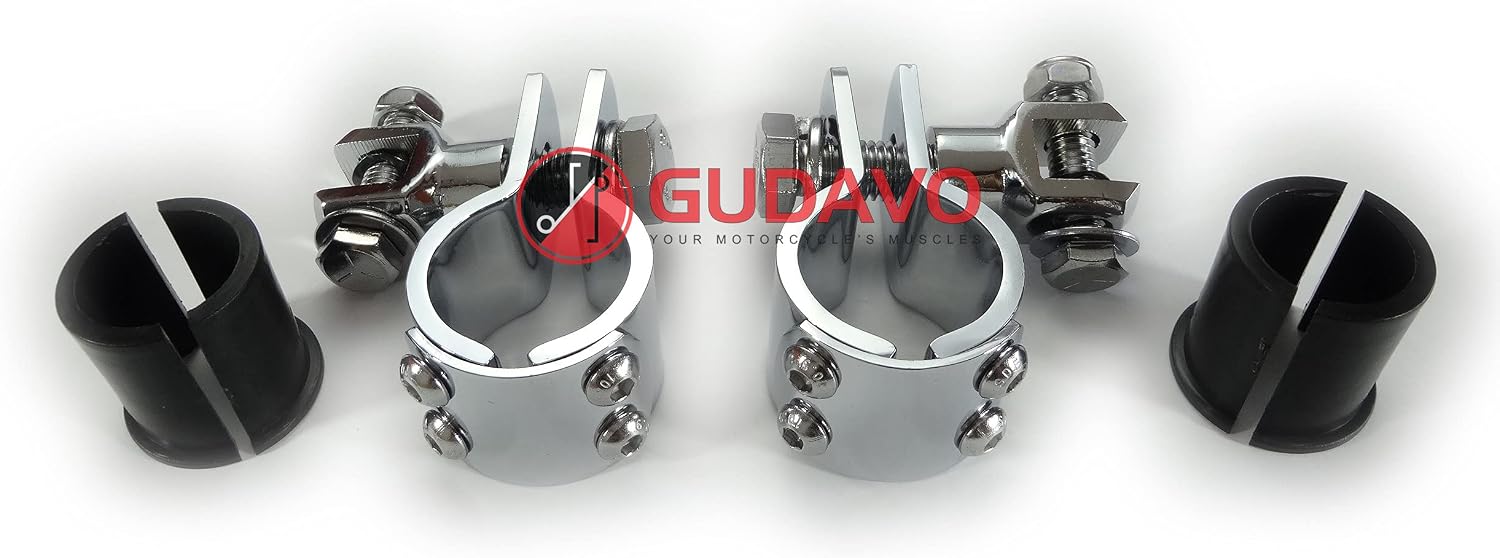 Adjustable Highway bar Footpeg mouting kit Clamps Controls fit for 1-1/4 inch and 1 inch Engine Guards/Tubing compatible with Harley davidson Honda Yamaha Kawasaki suzuki BMW