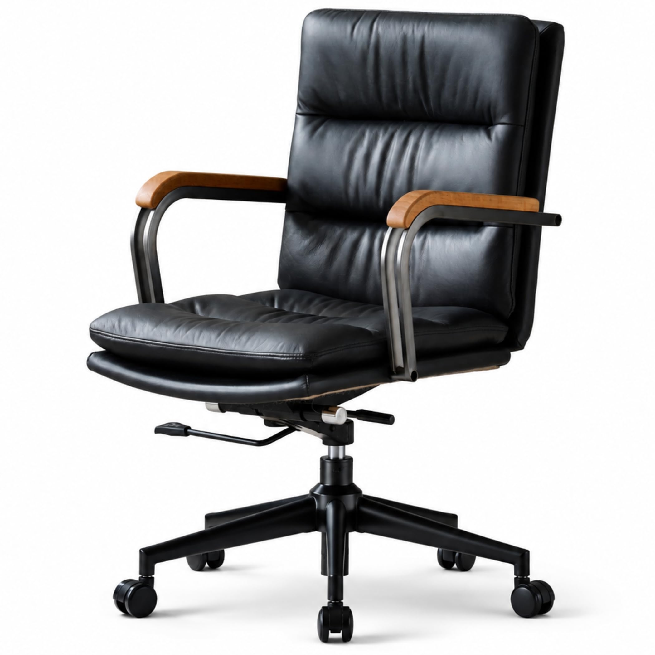 Fauteuil de bureau vintage industriel en cuir véritable, charge