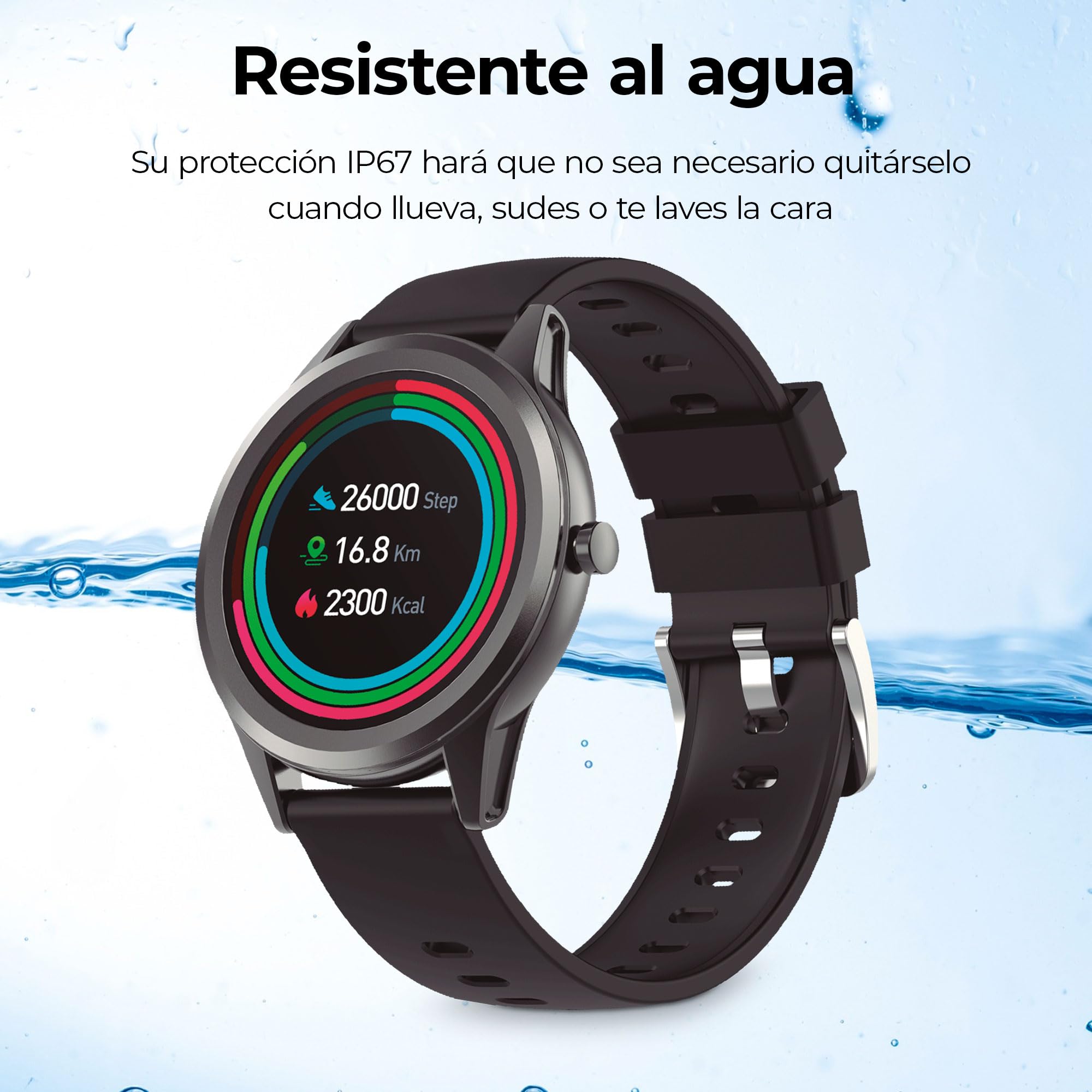 Ksix Globe Reloj Inteligente Mujer Multideporte, Smartwatch con notificaciones, iOS y Android, Pantalla Táctil 1.28", Bluetooth, Pulsera de Actividad, Podómetro, Pulsómetro y Oxígeno en Sangre, Rosa