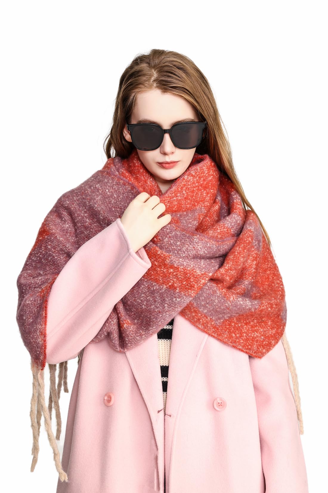 Yatemiole Women's Cashmere Warm Scarf Winter Soft Shawl Oversized Scarves