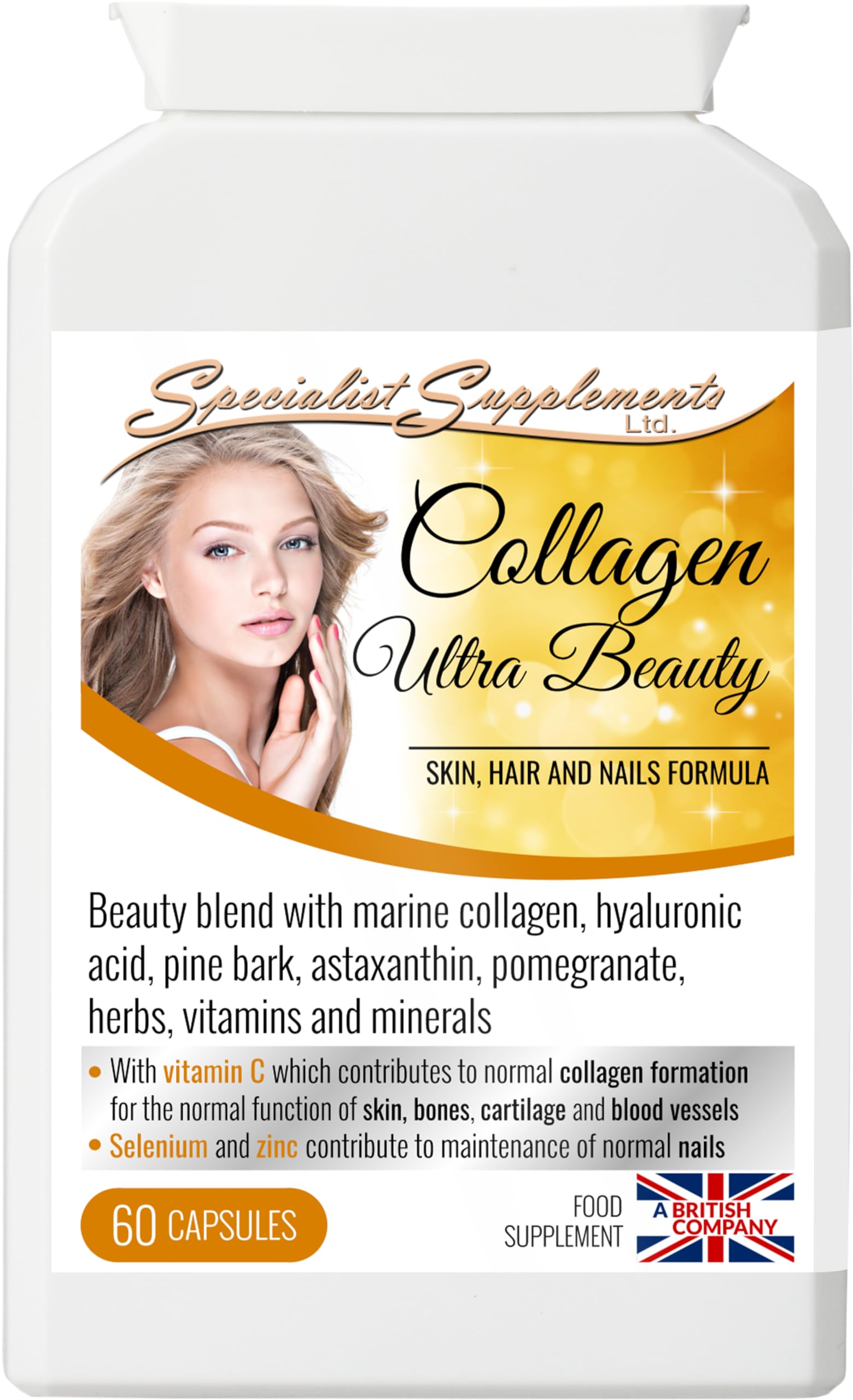 Specialist Supplements Collagen Ultra Beauty Marine Collagen, Hyaluronic Acid, Vitamin, Mineral, Herbal and Nutrient Complex
