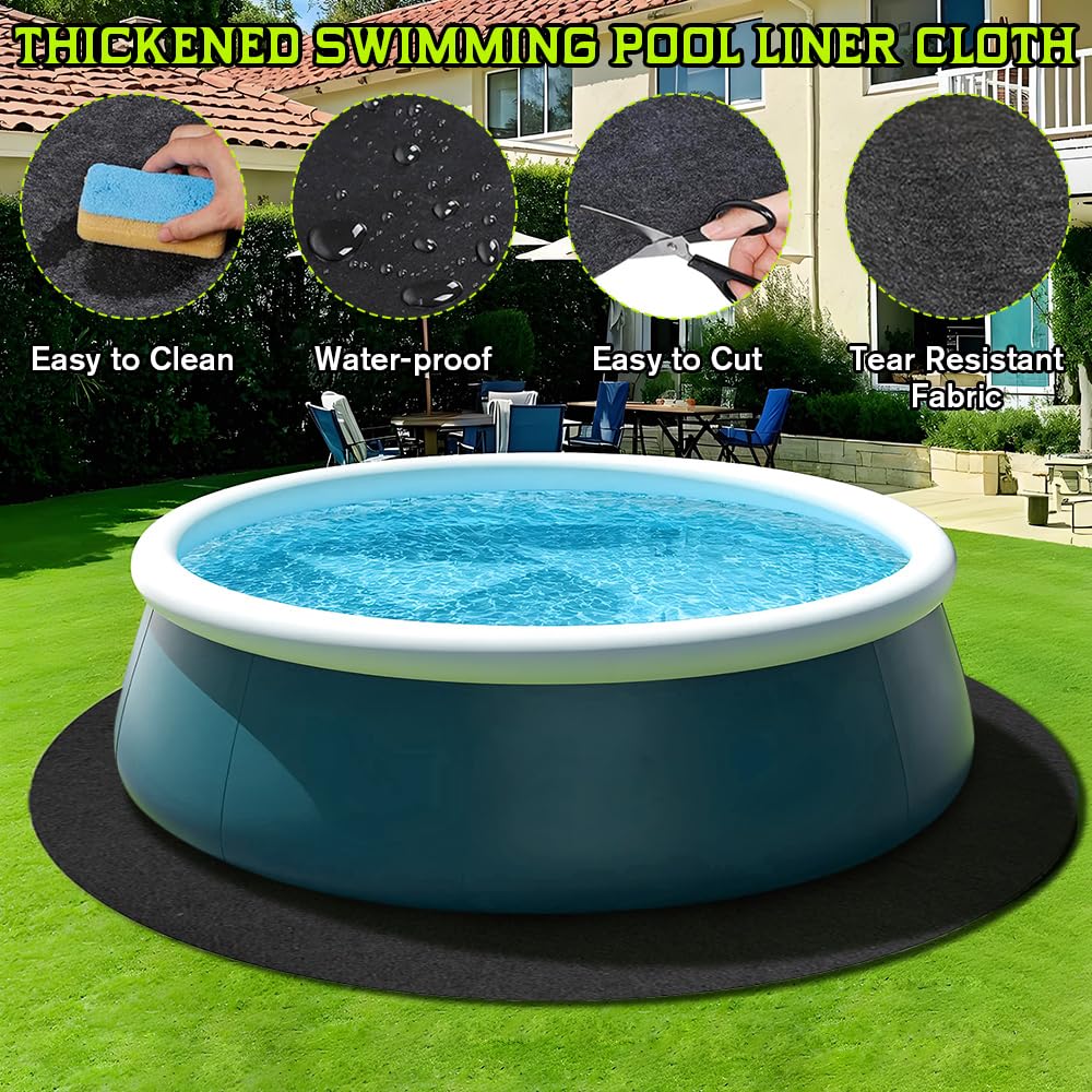 Générique Tapis De Sol pour Piscine,Diamètre 370 cm,Base de Piscine Antidérapante Ronde,Tapis De Sol pour Piscine,Bâche De Protection pour Bassin,Tapis De Piscine Ronds D'extérieur, Réutilisable