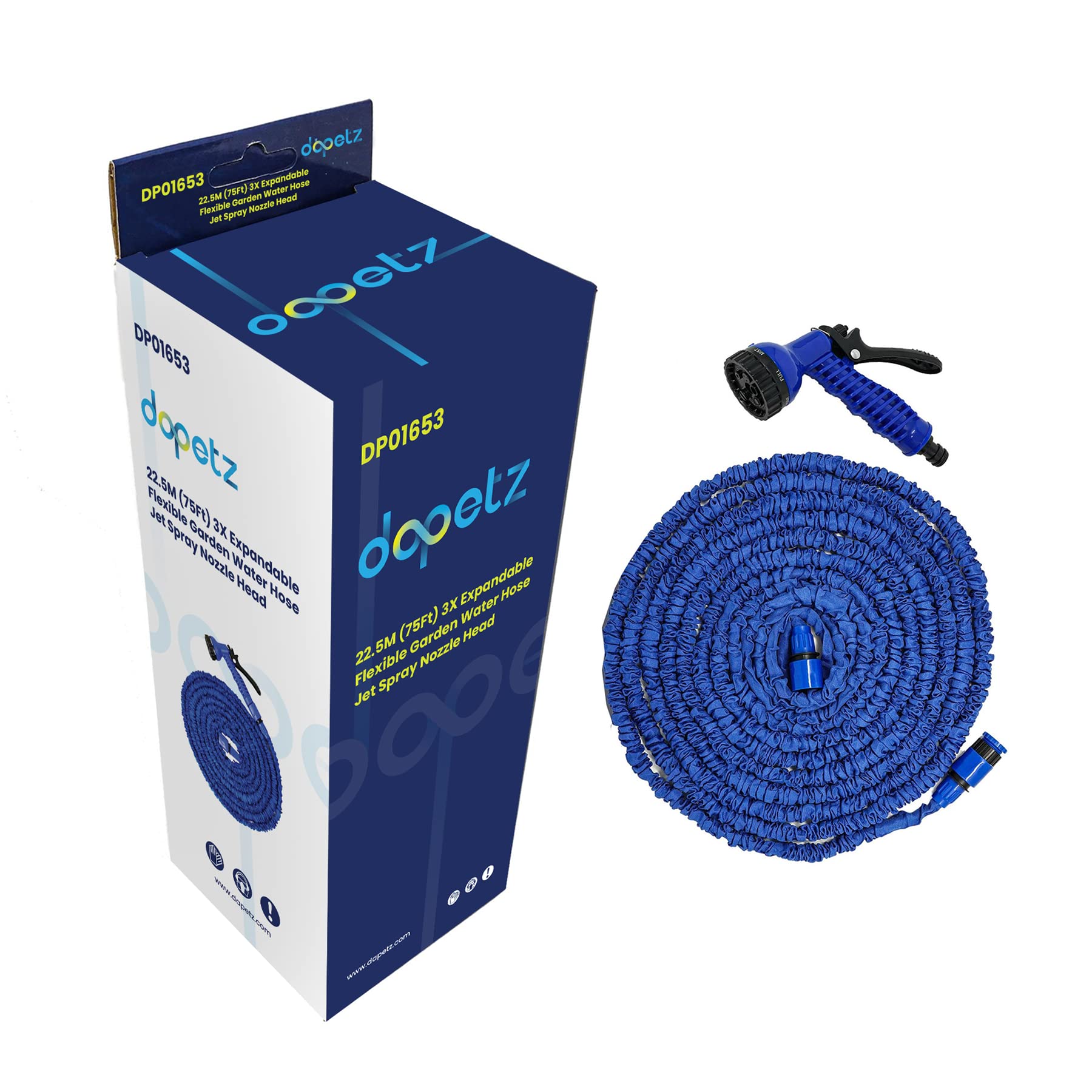 Dapetz ® Expandable Garden Hose Pipe 22.5m, Flexible Expanding Magic Hose with 3/4" Fittings,Garden Hose with 7 Function Spray Nozzle Hose Connector Water Hose Garden Hoses Flexible Hose Pipe