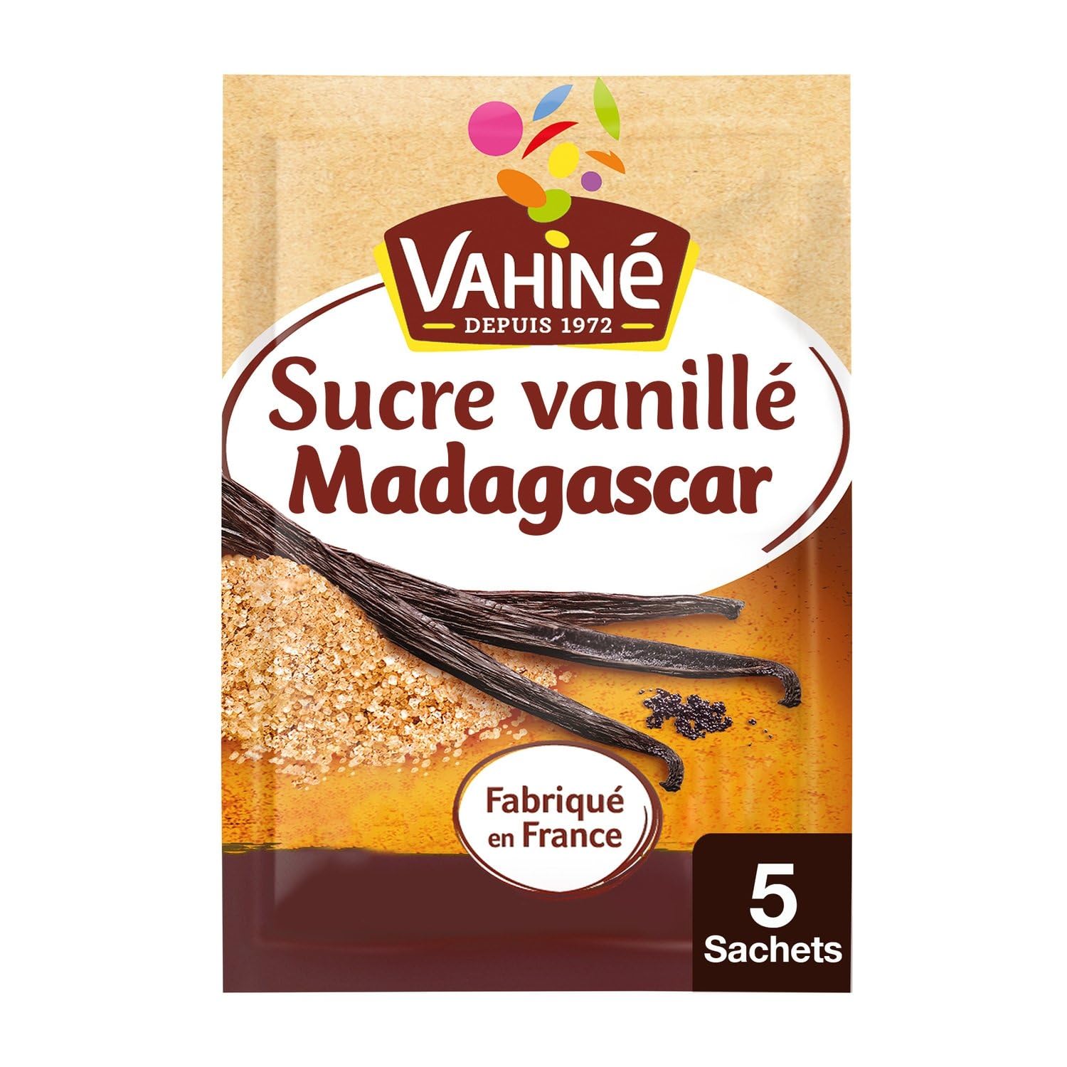 VAHINE – Sucre Vanillé Intense pour Arômes Gourmands en Cuisine, Sachets Pratiques de 7,5g (x5) - Lot de 4 - vendu par Lot