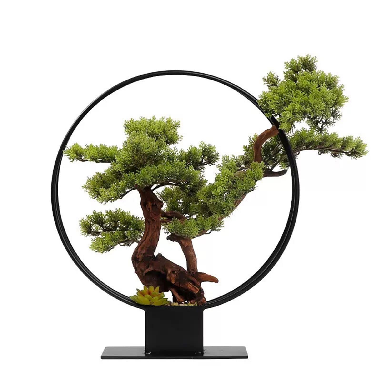 GTHTUHFD Artificial Bonsai Tree Artificial Bonsai Tree 26.3 In Large Green Simulation Welcome Pine Bonsai Tree