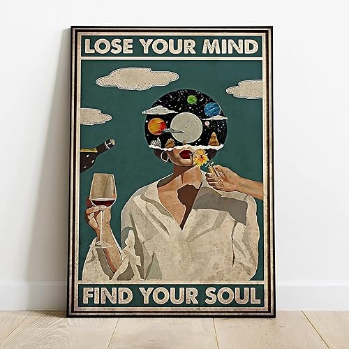 Vista 17 de Vintage Lose Your Mind Find Your Soul Poster Mental Health Inspirational Quote Canvas Wall Art Aesthetic Posters Music Girl Print Painting Abstract