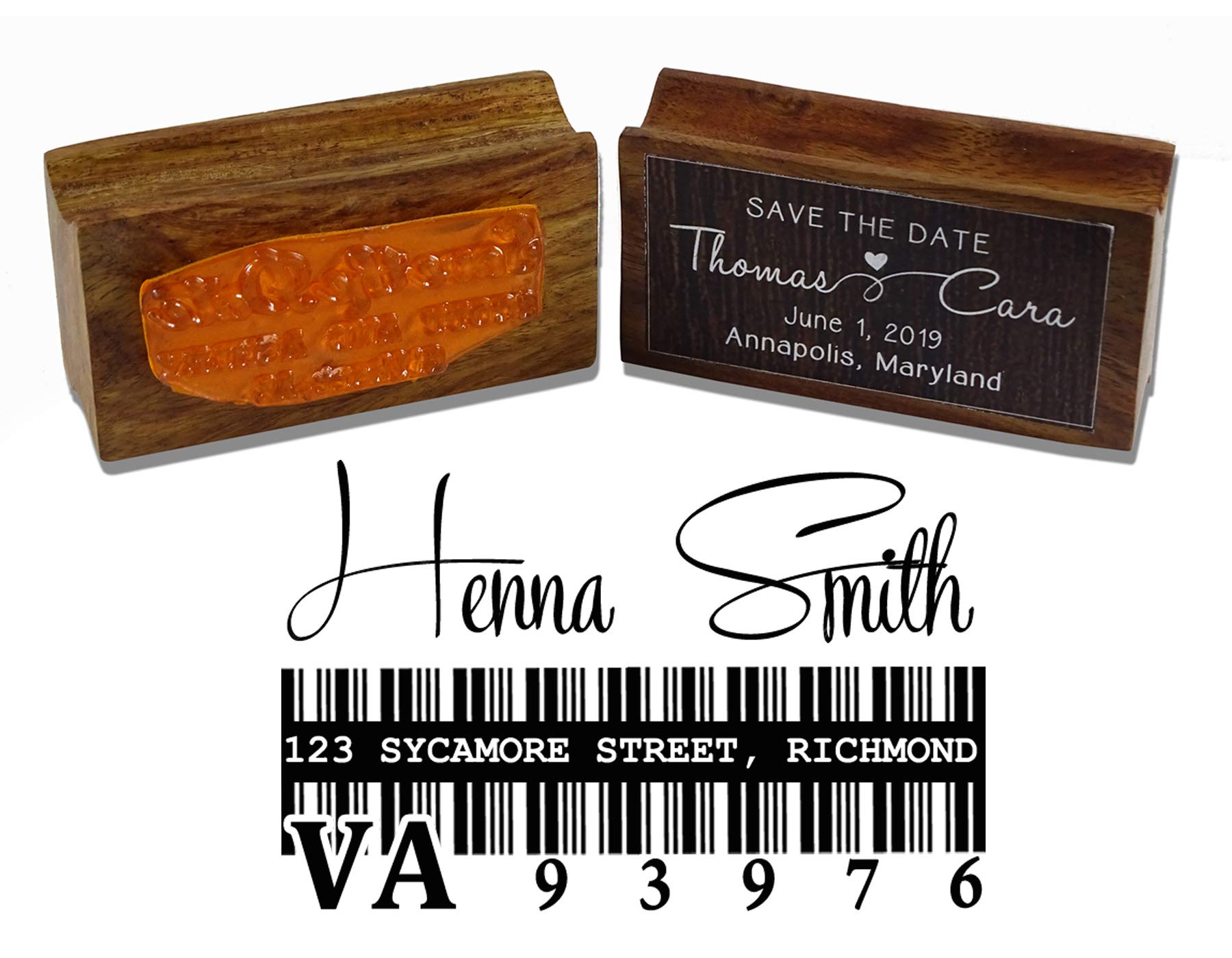 Printtoo Custom Signature Personalized Barcode Design Address Envelope Wood Mounted Rubber Stamp