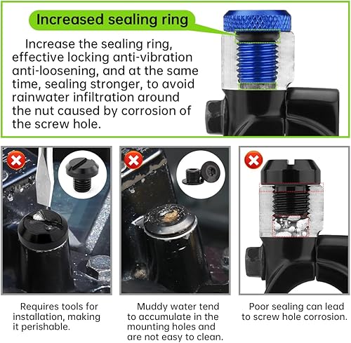 Miniatura 3 de 3 piezas de enchufe de agujero para espejo de motocicleta M10 x 1.25, tornillos universales de aluminio para espejo retrovisor de motocicleta