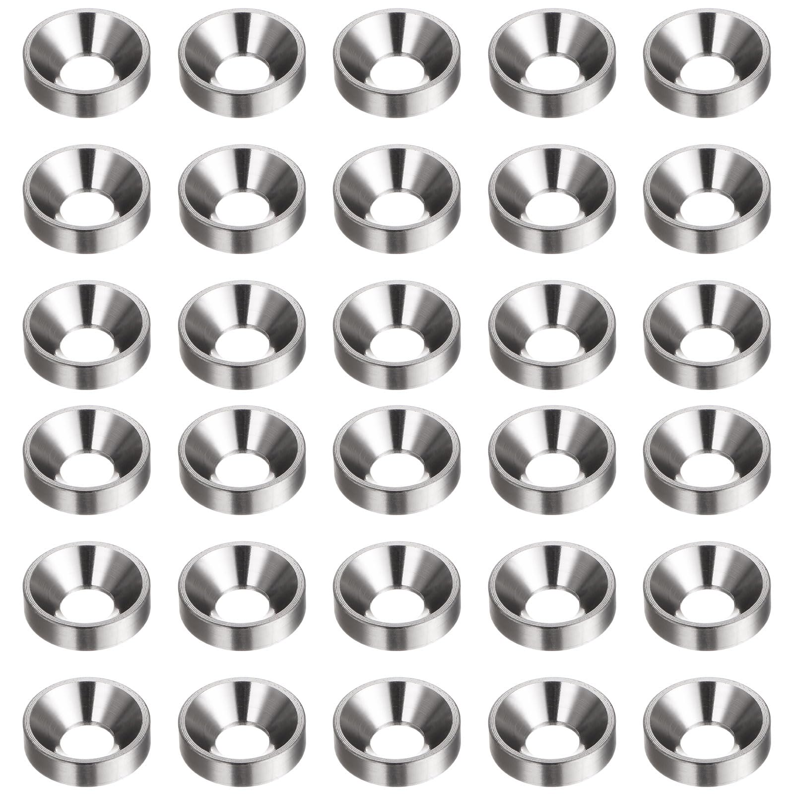 HARFINGTON 30pcs Countersunk Washer M4 Anodized Aluminum Alloy Finishing Washers, Screw Gaskets for Mechanical Accessories Parts, Gray