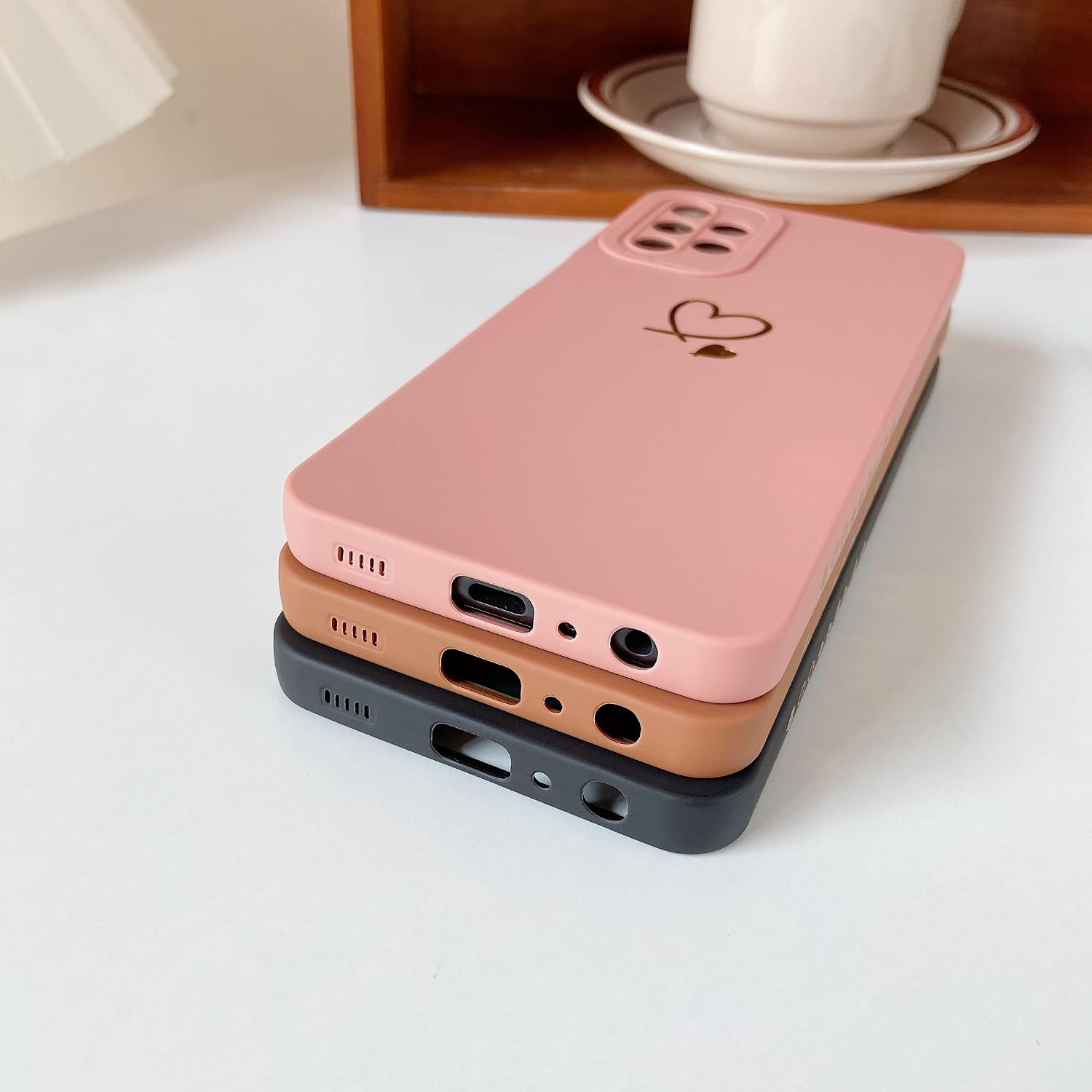 Qokey for Galaxy A02s Case,Cute Bling Side&Back Plated Love Heart with Anti-Fall Lens Camera Cover Protection Soft Shockproof Anti-Fingerprint Phone Case for Samsung Galaxy A02S 6.5" - Black