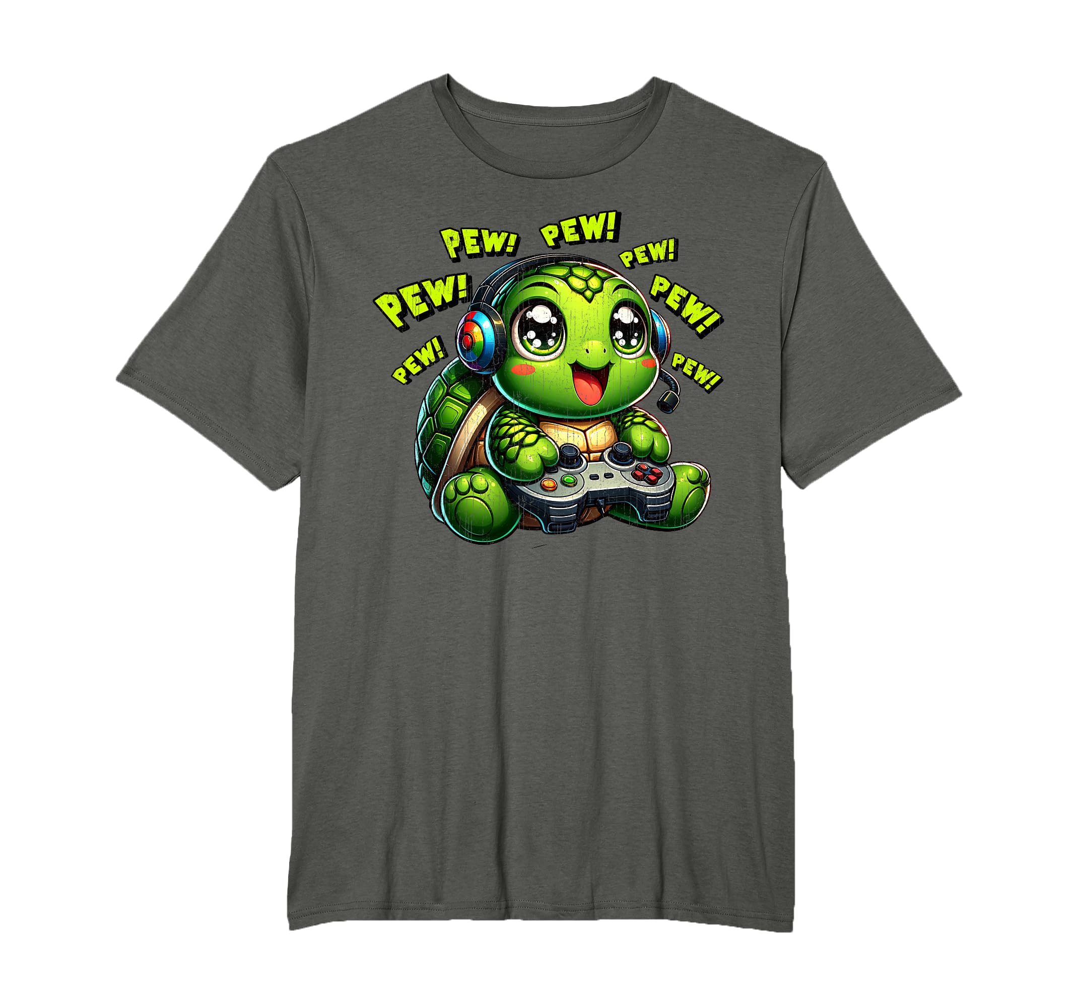 Turtle Gamer Pew Funny Video Games Vintage Boys Men Girls T-Shirt