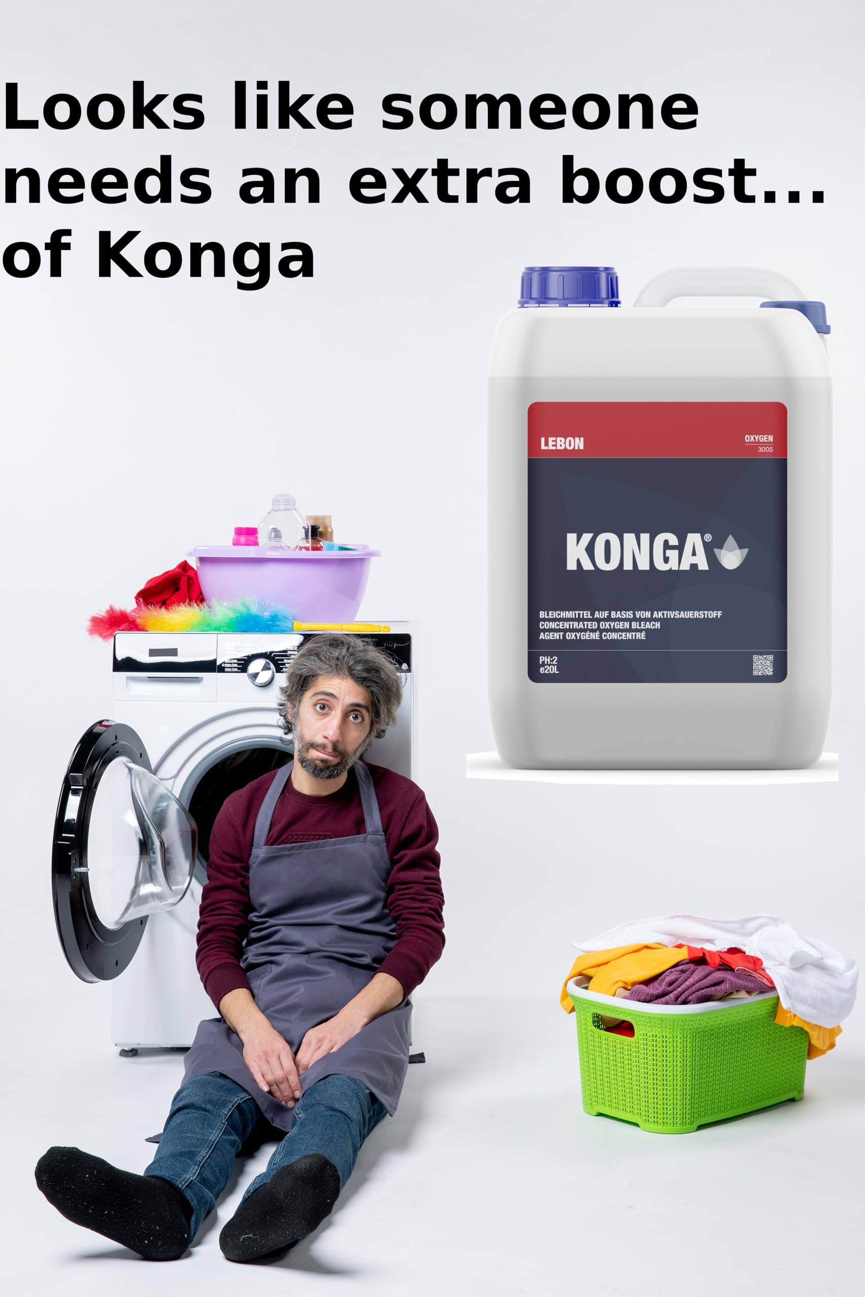Konga Oxygen - Sbiancante ossigeno senza cloro, smacchiatore concentrato e sbiancante per il bucato (20 l)