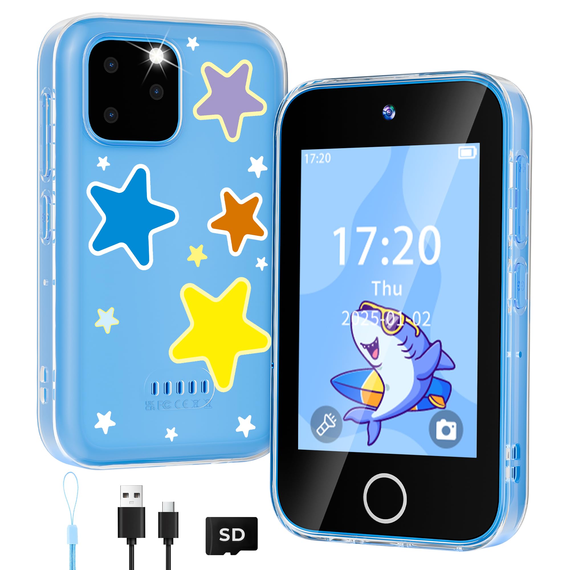 Telephone Portable pour Enfant, Smartphone pour Enfants|Écran Tactile 3,5 Pouces, Conception protégeant Les Yeux|Jeux éducatifs|Cadeau pour Filles et garçons âgés de 3,4,5,6, 7,8,9,10,11,12 Ans, Bleu