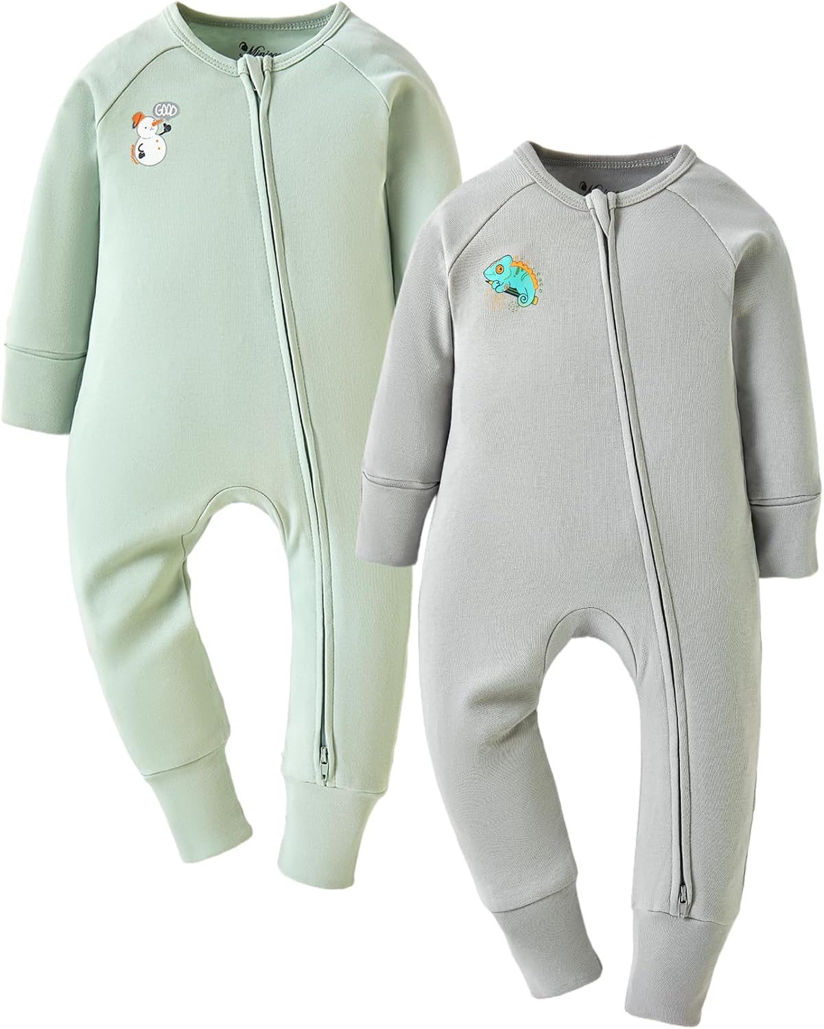 Baby 2-Pack Long Sleeve Romper with Zipper for 0-24 Months