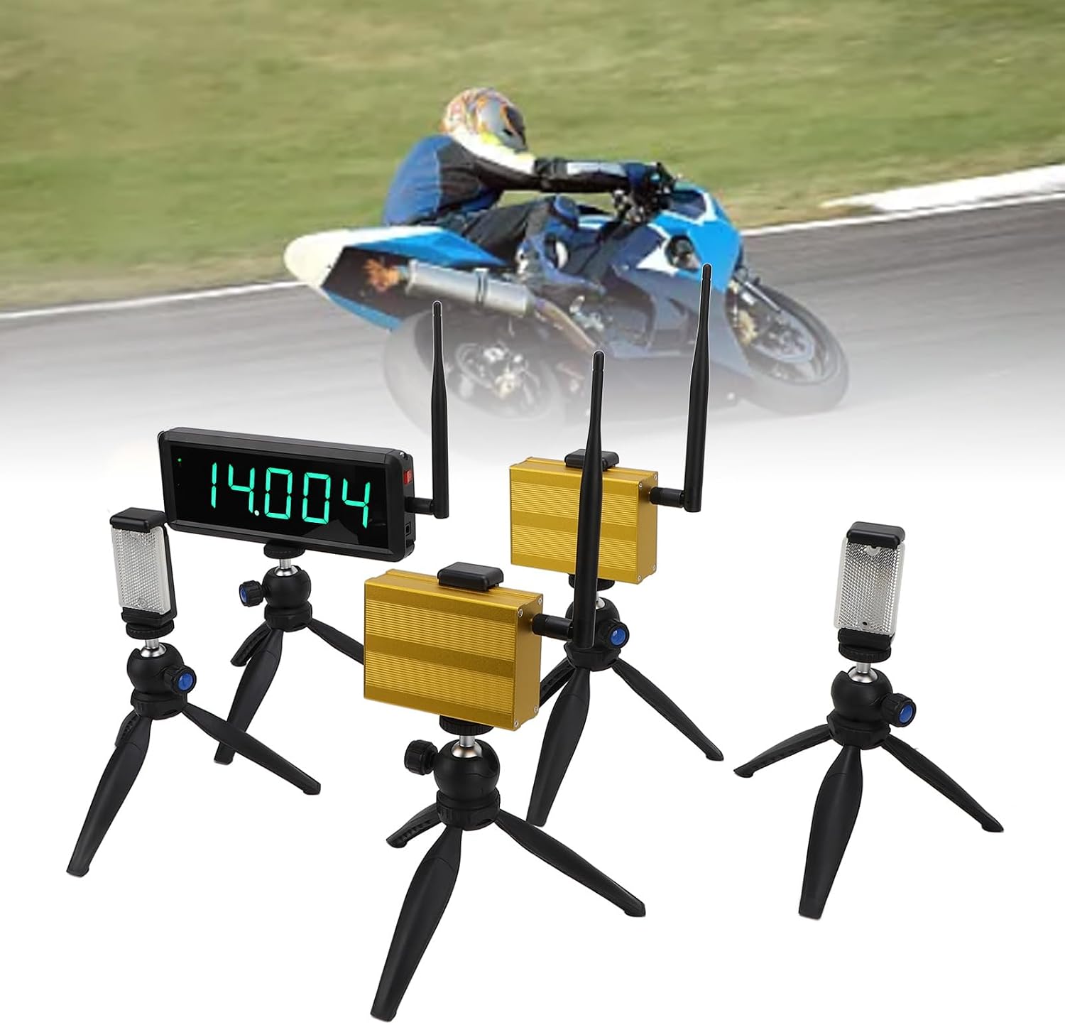 Battery Powered Sprint Race Timer Stopwatch with 5 Digit Display Auto Reset Racing Clock Infrared Induction Timing for Motorcycle Racing Training