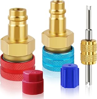 R1234yf to R134a Adapter Kit, R1234yf to R134a High & Low Side Quick Coupler Adapters, R134a to R1234yf Adapter, Quick Couplers Kit for R1234YF Car Air Conditioning System Evacuation Recharging