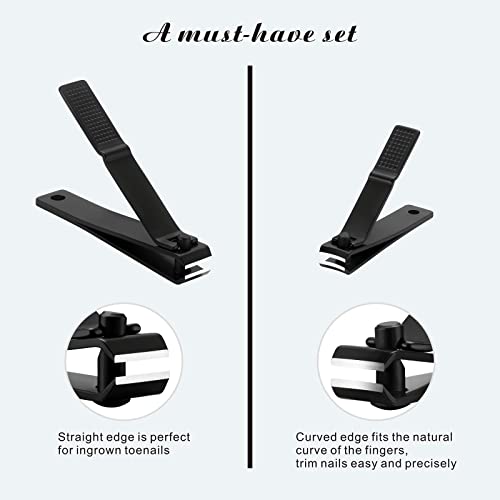 Tomata Nail Clippers Set For Thick Nails - Fingernail Clippers With File, Ultra Sharp Cutter For Ingrown Toenail Clippers (Black) #TOP3
