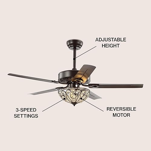 Miniatura 2 de JONATHAN Y JYL9704A Ali Ventilador de techo LED de hierro forjado de 48 pulgadas con 3 luces con control remoto, clásico, glamuroso, tradicional,