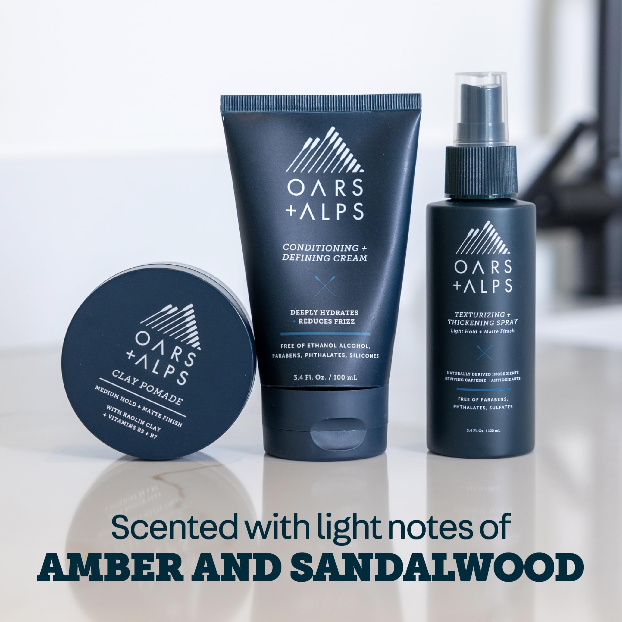 Oars + Alps Conditioning and Defining Cream, Styling Cream to Prevent Dull and Dry Hair, Moisturizing, Hydrating, Sofetening Hair Lotion with Argan Oil & Chia Seed Oil, 3.4oz