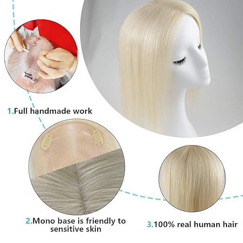 Miniatura 2 de Extensiones de cabello humano virgen de alta calidad de 1216 pulgadas con clip para mujer, base mono de 5 x 6 pulgadas, piezas de repuesto negro