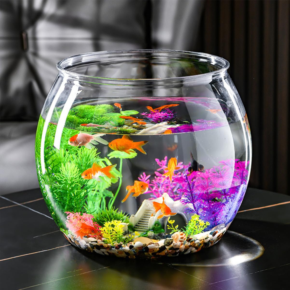 FRCOLOR Boccia per Trasparente Rotondo Piccolo per Betta e Multifunzionale per Tartarughe e Rettili Facile Resistente Urti Decorazione e Ufficio