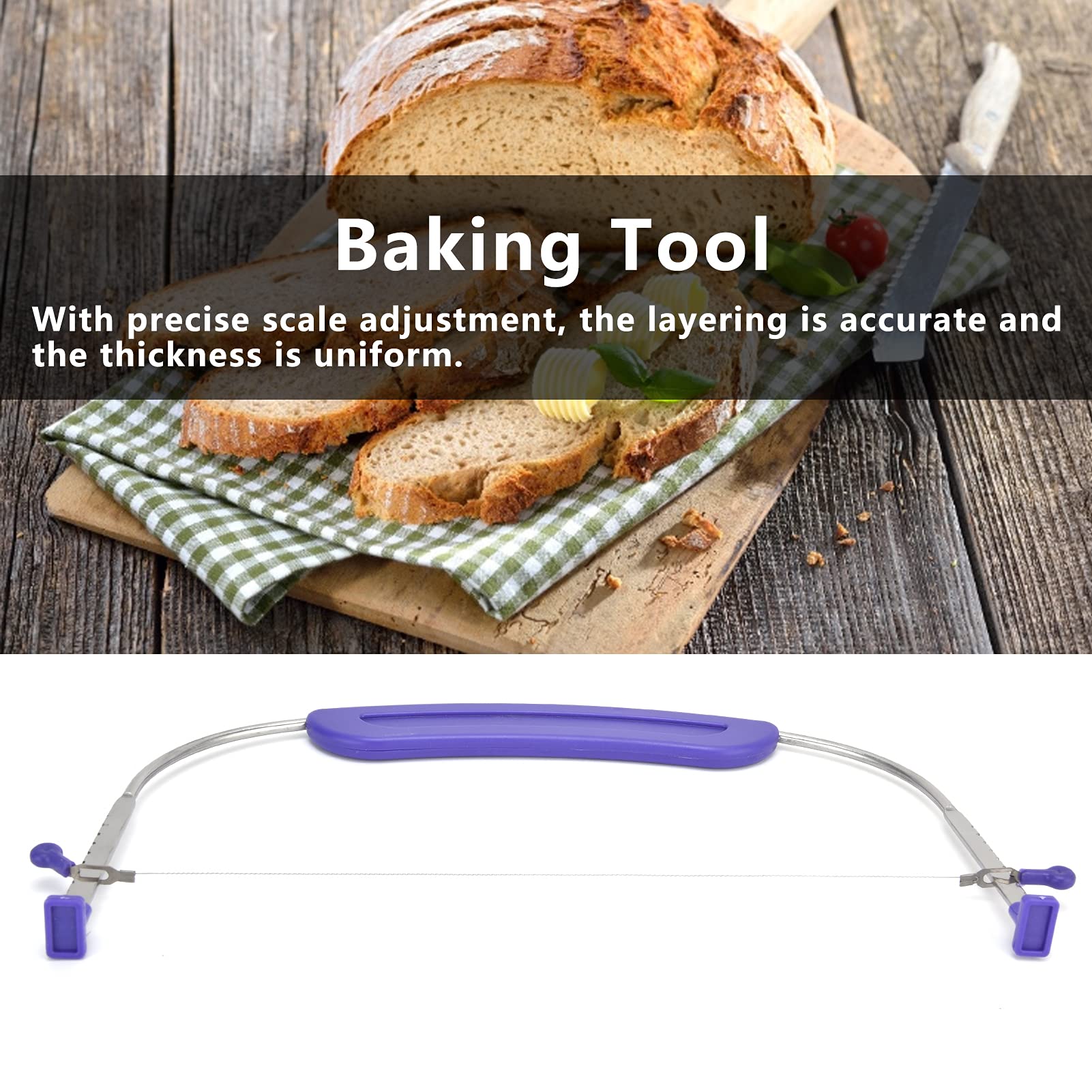 Adjustable Cake Slicer, Cake Cutter Slicer Leveler Stainless Steel Cake Leveler Professional Cake Cookie Slicer Cutter Tool with Anti?Slip Handle for Baking