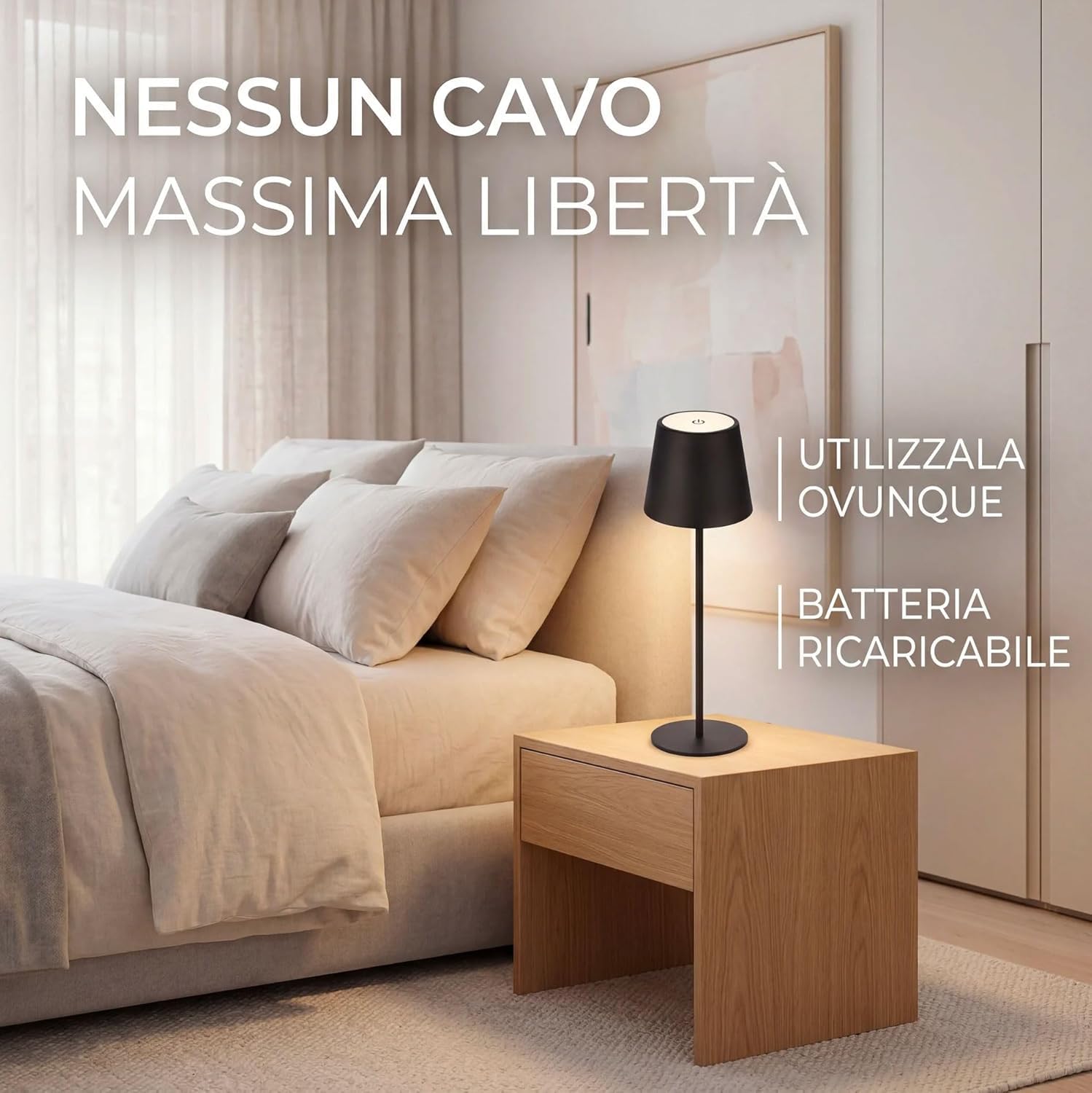 081 Store - 4 PEZZI LAMPADA DA TAVOLO SENZA FILI RICARICABILE, LAMPADA DA TAVOLO LED DIMMERABILE E CON 3 TONALITà DI LUCE, DIMMERABILE 3000-65000K ED IMPERMEABILE IP54 (6)