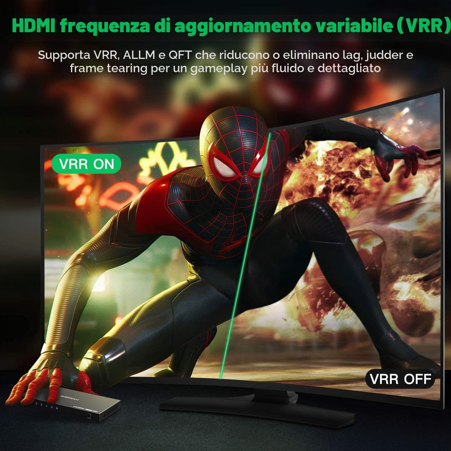 Switch HDMI 2.1 8K 60Hz 4:4:4, AVIDGRAM HDMI Switcher 4 In 1 Out con telecomando IR, 4 porte 4K 120Hz Auto HDMI Selector Hub Supporto 8K 48 Gbps, Compatibile con Xbox Series X, PS4 Pro, PS5, TV UHD
