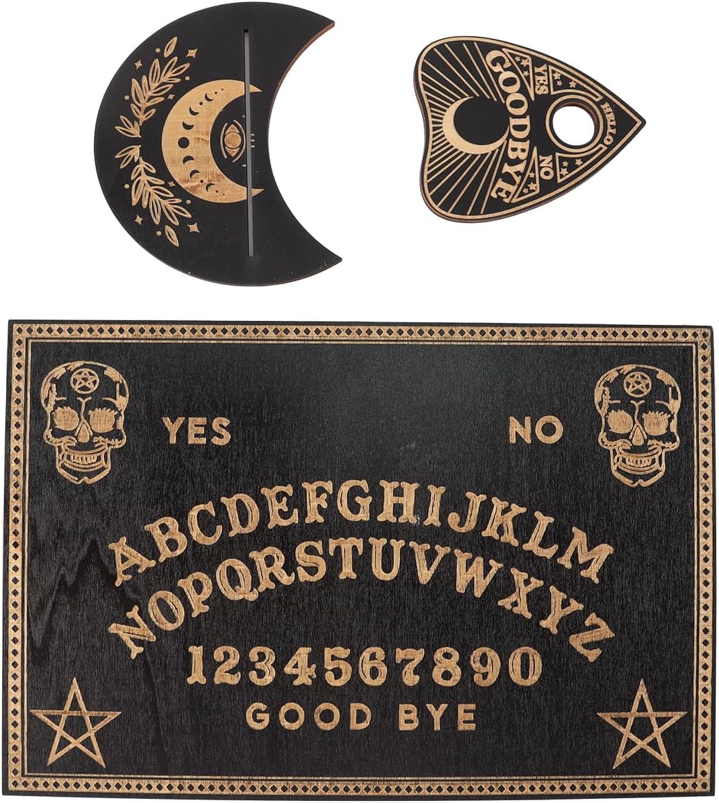 Zestaw drewnianych tablic Ouija Klasyczne tablice do rozmów z planszetką metafizyczna tablica z wiadomościami duchowymi Prezenty Wiccan na artykuły do czarów Prezenty czarne