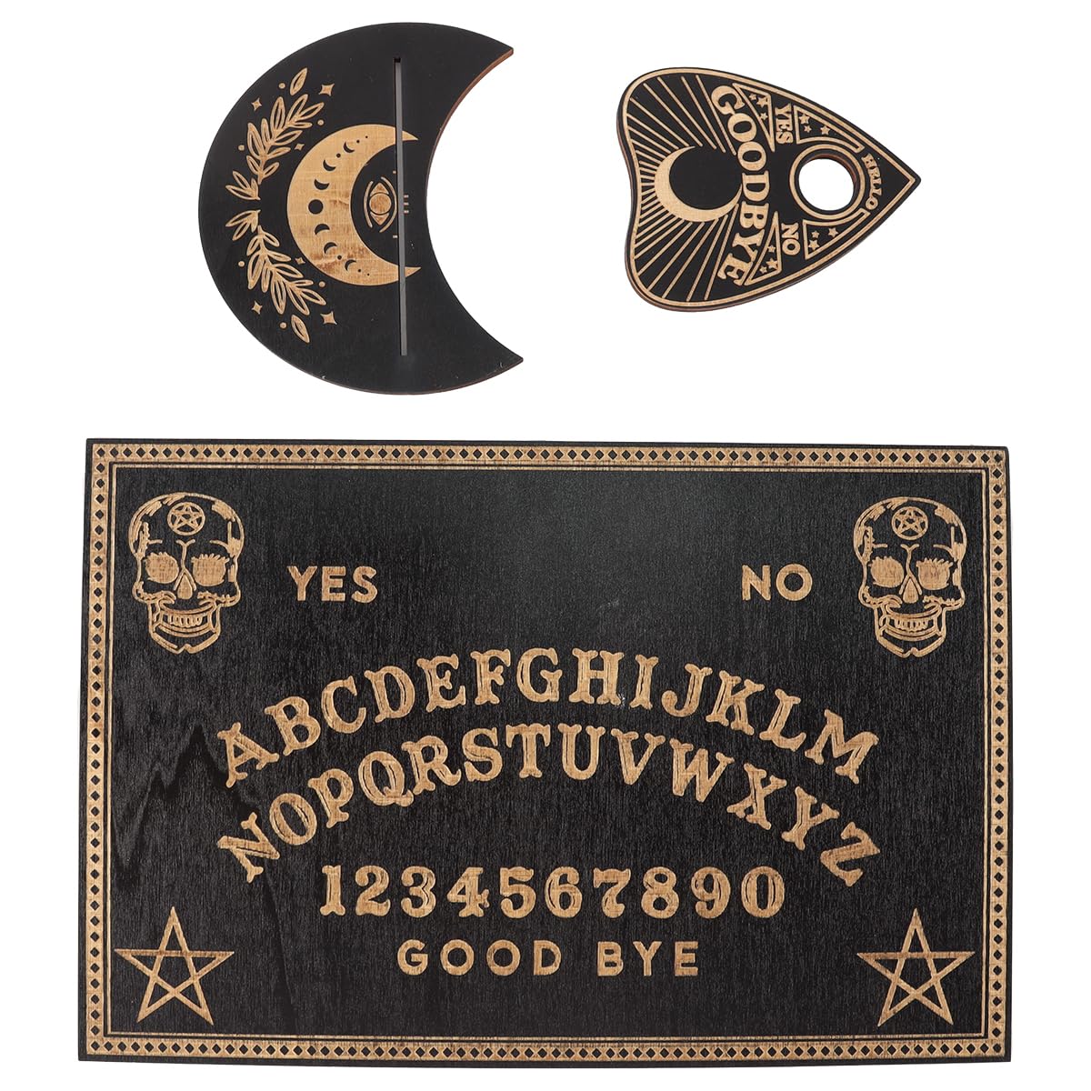 Zestaw drewnianych tablic Ouija Klasyczne tablice do rozmów z planszetką, metafizyczna tablica z wiadomościami duchowymi Prezenty Wiccan na artykuły do czarów Prezenty czarne