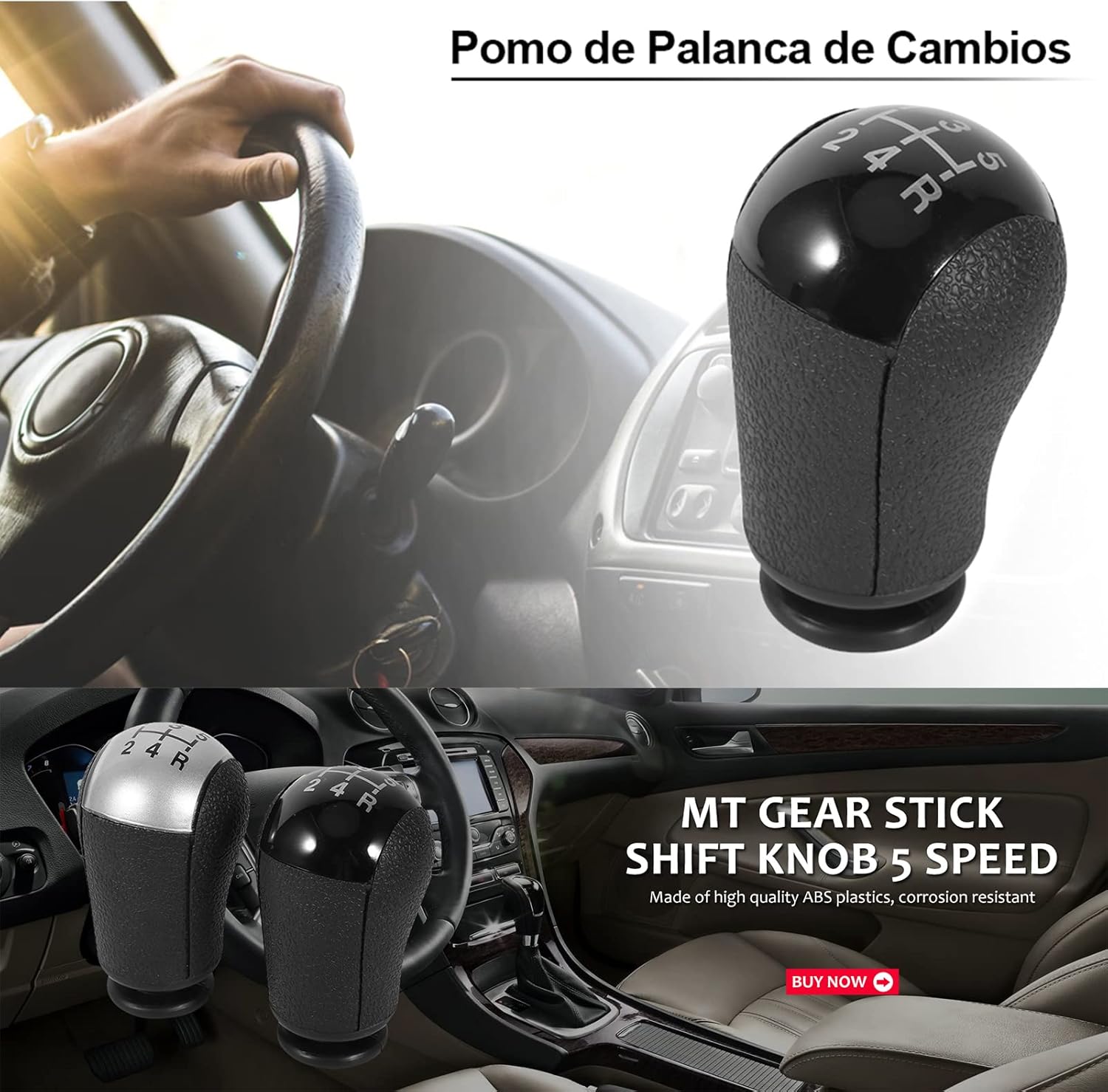Shift Knob, Ergonomic Easy Install Durable Manual Transmission 5 Speed Gear Shift Knob Black Finish for Drivers Car Enthusiasts Daily Commuters Auto Customization Upgrades