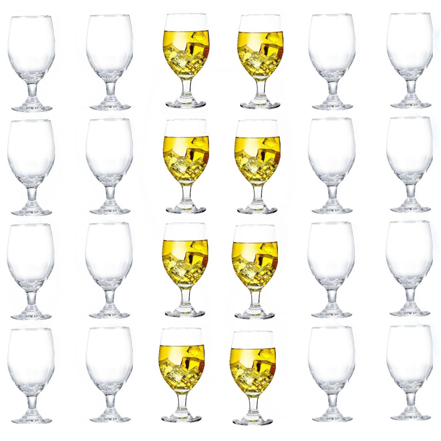 Set of 24 Clear Glasses Water Goblet Glass Stemmed Water Glasses for Juice Wine Beer Tea Milk Cold Beverages Drinks (clear, 14.8, ounces)
